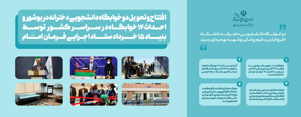 افتتاح دو خوابگاه دانشجویی دخترانه در استان بوشهر