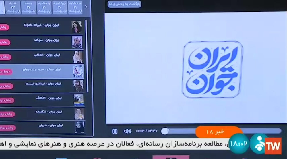 بازتاب خبر افتتاح شبکه تلویزیونی "ایران جوان" توسط بنیاد ۱۵خرداد در بخش های مختلف خبری تلویزیون